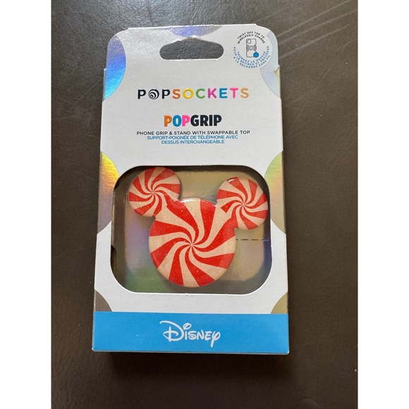 Disney Mickey Mouse Peppermint Swirl Popsockets PopGrip Phone Grip Stand - Picture 1 of 2